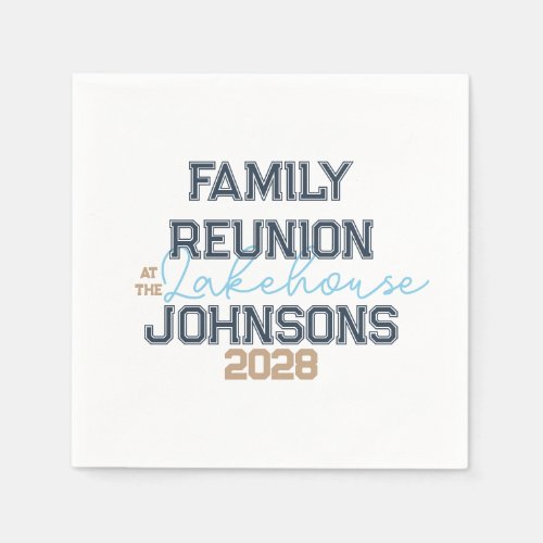 Lake house family reunion retro typography 