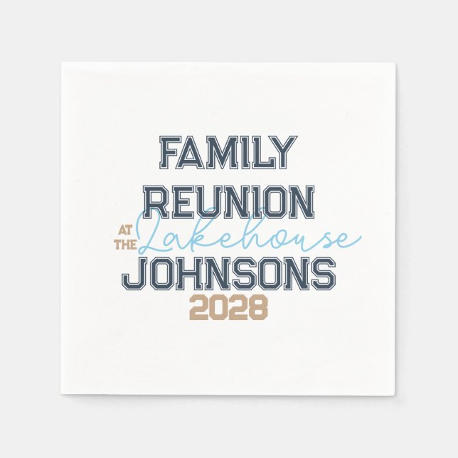 Lake house family reunion retro typography  napkins (Front)