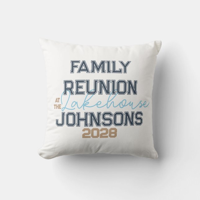 Lake house family reunion retro typography  throw pillow (Front)