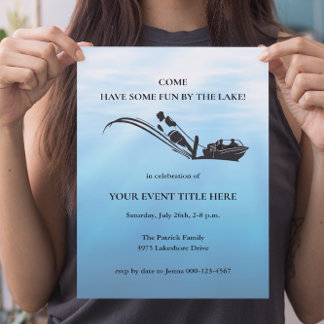 Lake House Fun Water Ski Wakeboarding Party Invitation