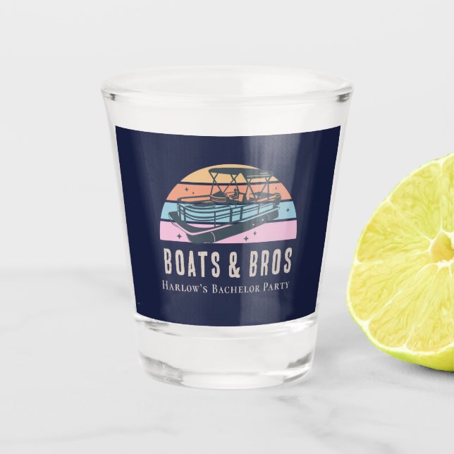 Lake House Nautical Boats Bros Bachelor Party Shot Glass (Front)
