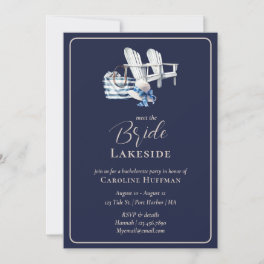 Lake House Nautical Navy Bachelorette Party Invitation