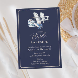 Lake House Nautical Navy Bridal Shower Invitation