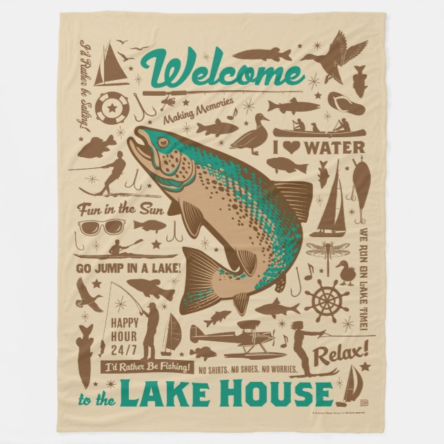 Lake House Pattern Fleece Blanket (Front)