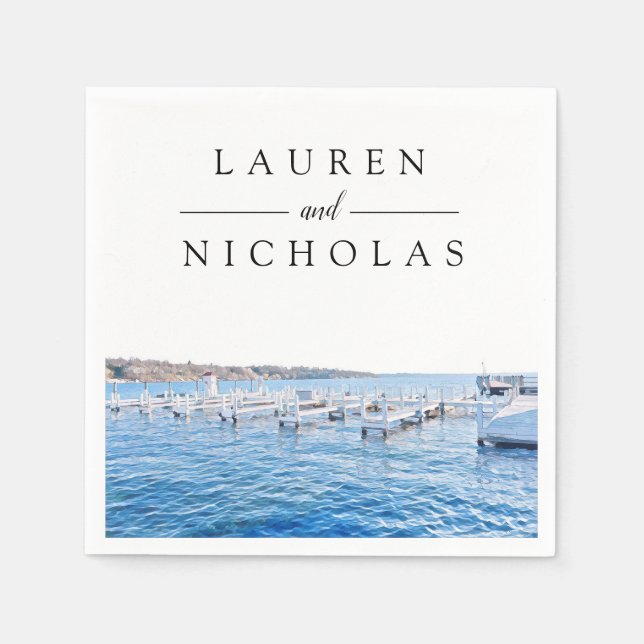 Lake House Personalized Wedding Napkins (Front)