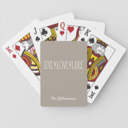 Lake House Quote Pine Tree Personalized Taupe  Playing Cards