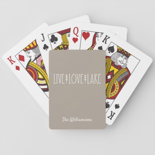 Lake House Quote Pine Tree Personalized Taupe  Poker Cards