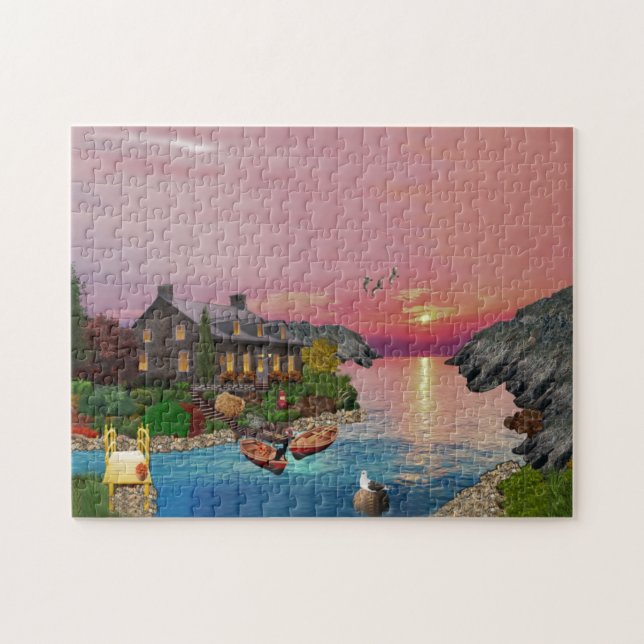 Lake House Retreat | Scenic Landscape Jigsaw Puzzle (Horizontal)