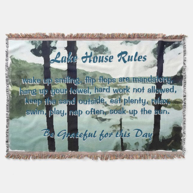 Lake House Rules Throw Blanket (Front)