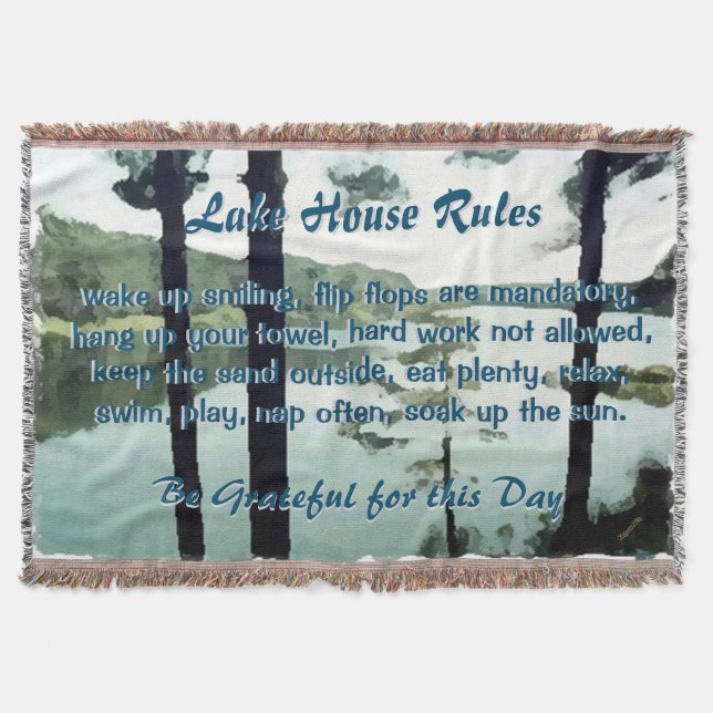 Lake House Rules Throw Blanket (Front)