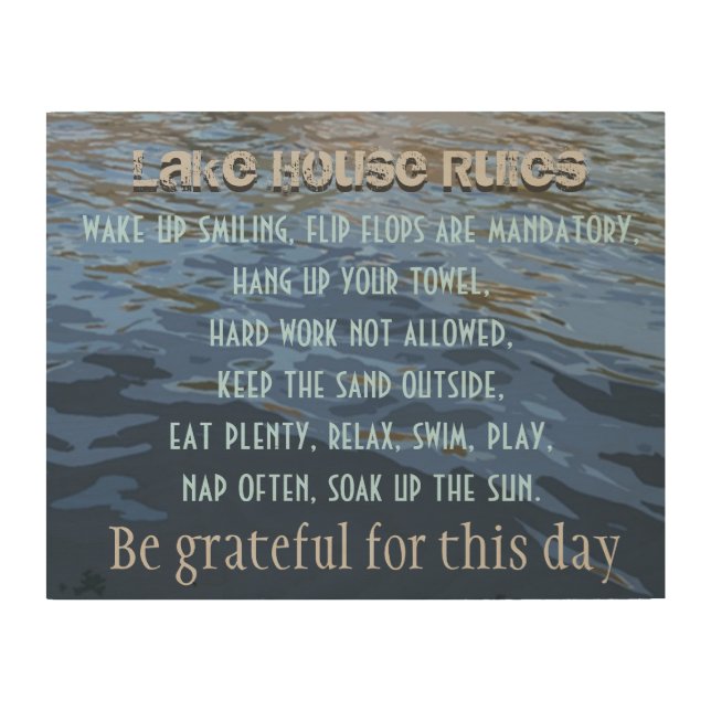 Lake House Rules Wood Wall Decor (Front)