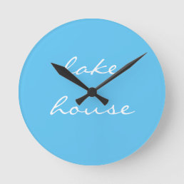 Lake House Sky Blue Aqua White Elegant Cool 2020 Round Clock