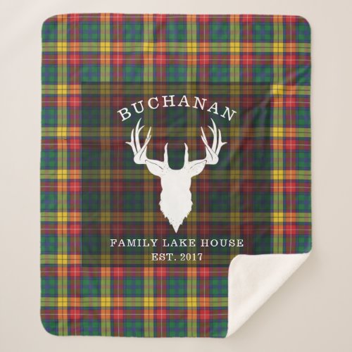 Lake House Tartan Plaid Clan Buchanan Family Name Sherpa Blanket