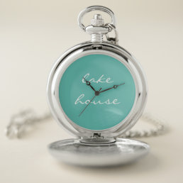 Lake House Teal Blue Aqua White Elegant Cool 2020 Pocket Watch