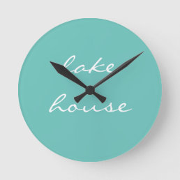 Lake House Teal Blue Aqua White Elegant Cool 2020 Round Clock
