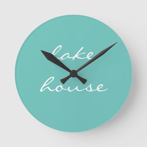 Lake House Teal Blue Aqua White Elegant Cool 2020 Round Clock