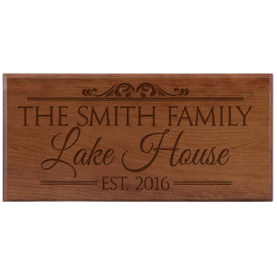Lake House Traditional Cherry Wooden Wall Sign