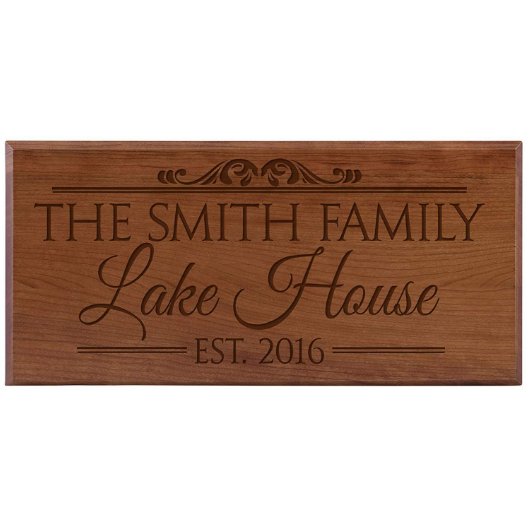 Lake House Traditional Cherry Wooden Wall Sign (Front)