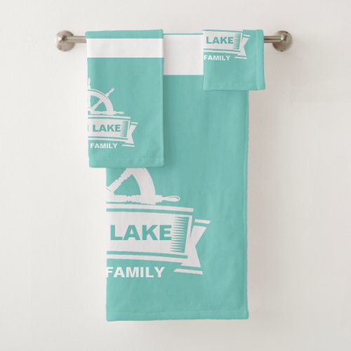 Lake House Vacation Family Name Bath Towel Set