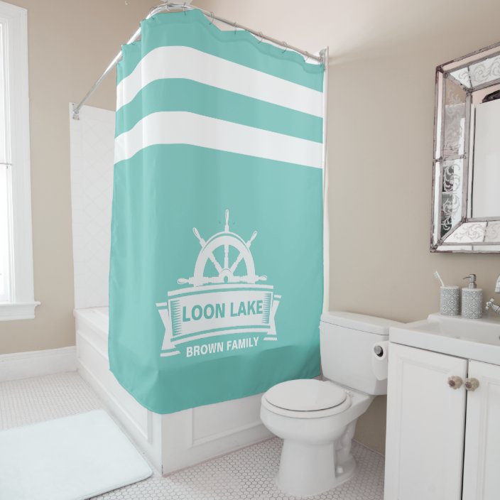 Lake House Vacation Family Name Shower Curtain