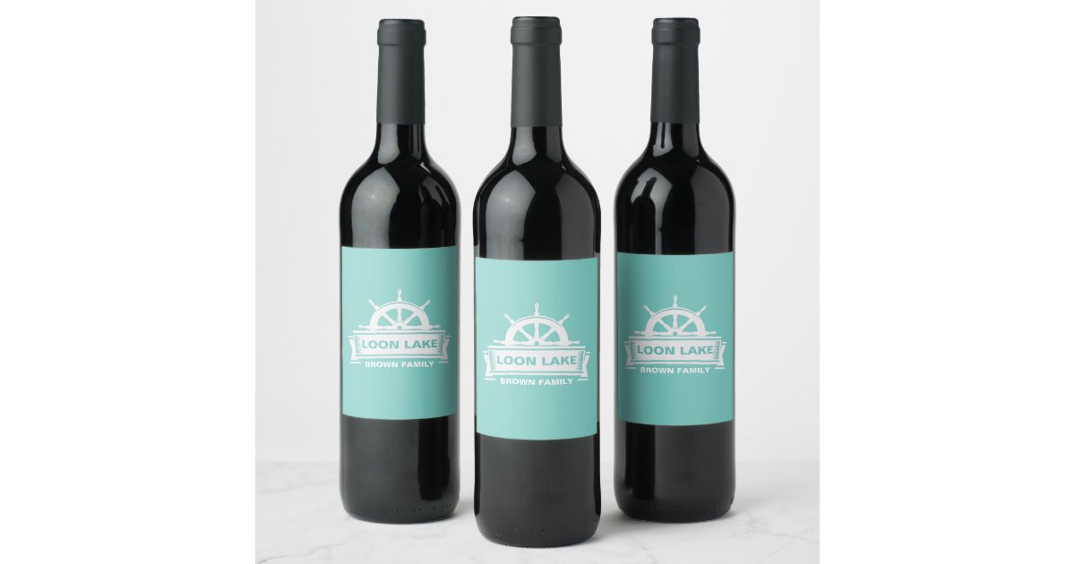 Lake House Vacation Family Name Wine Label | Zazzle