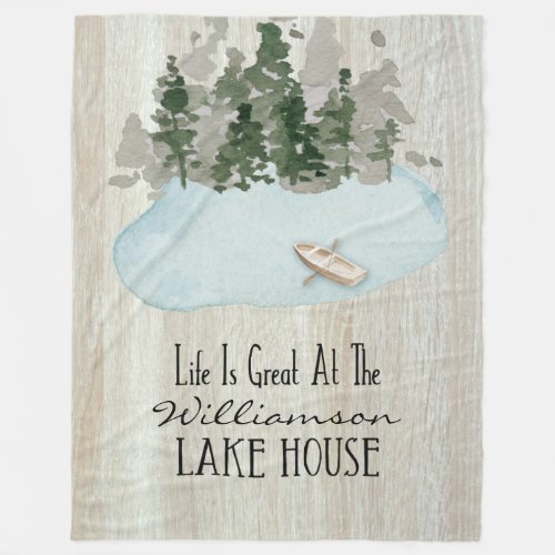 Lake House Vacation Rental Monogram Fleece Blanket
