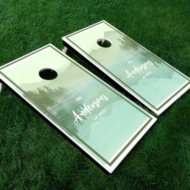Lake House View Family Name Cornhole Set (Creator Uploaded)