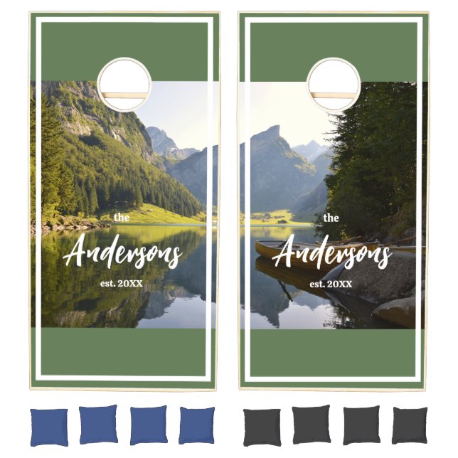 Lake House View Family Name Cornhole Set (Set)