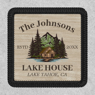 Lake House Wood Themed Family Name Personalized Patch