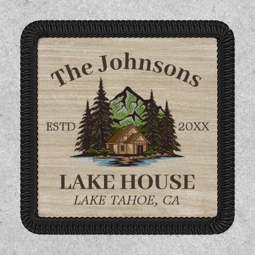 Lake House Wood Themed Family Name Personalized Patch