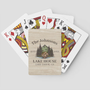 Lake House Wood Themed Family Name Personalized Poker Cards