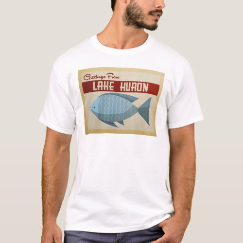 Lake Huron Blue Fish Vintage Travel T_Shirt