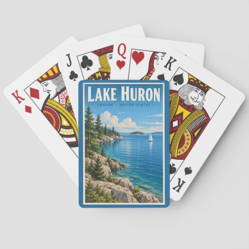 Lake Huron Illustration Travel Art Vintage Poker Cards
