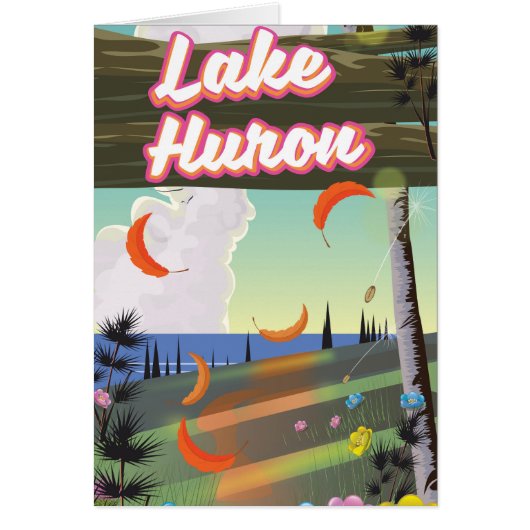 Lake Huron Travel poster Cards (Front)