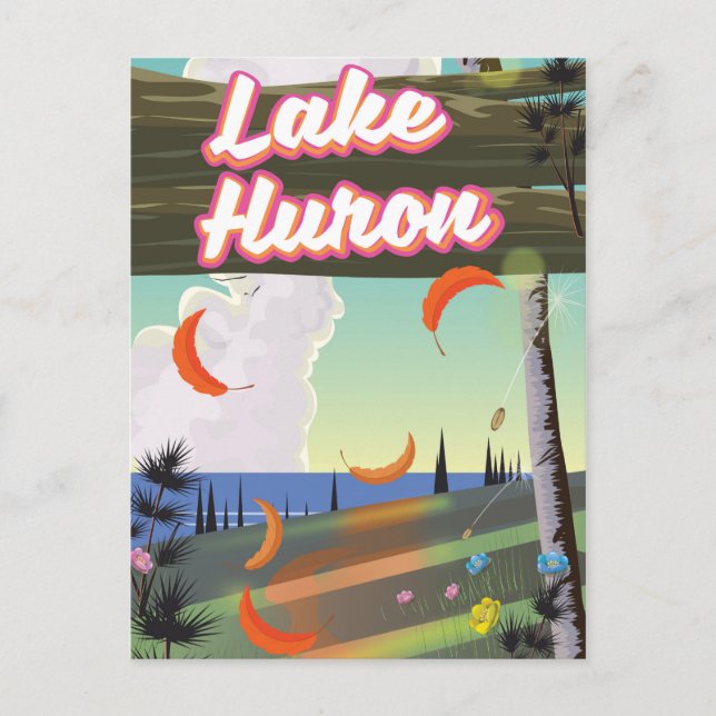 Lake Huron Travel poster Postcard (Front)
