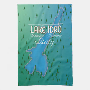 Lake Idro Italy travel poster Kitchen Towel