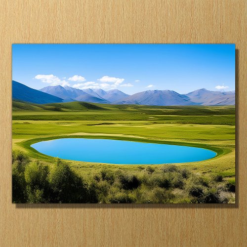 Lake in the Middle of Grassland on 14 x 10 Acrylic Print