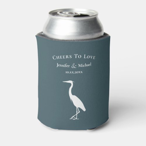 Lake in the mountains heron cheers to love can cooler