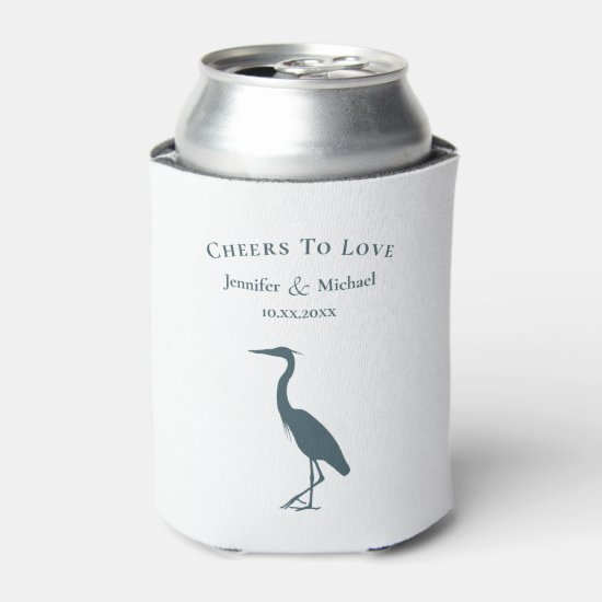 Lake in the mountains heron cheers to love can cooler