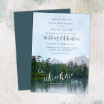 Lake in the mountains our adventure begins wedding invitation