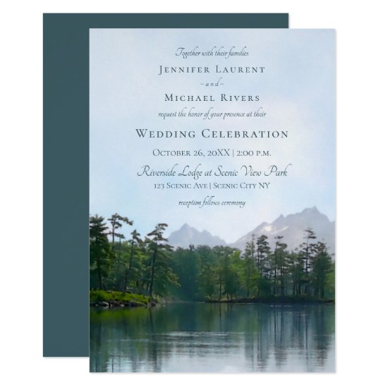 Lake in the mountains rustic nature lovers invitation