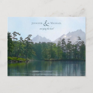Lake in the mountains rustic nature wedding announcement postcard