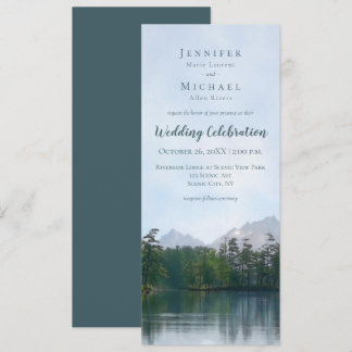 Lake in the mountains rustic nature wedding invitation