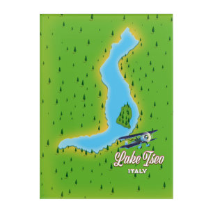 Lake Iseo Italy map Acrylic Print