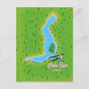 Lake Iseo Italy map Postcard