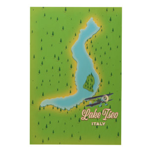 Lake Iseo Italy map Wood Wall Art