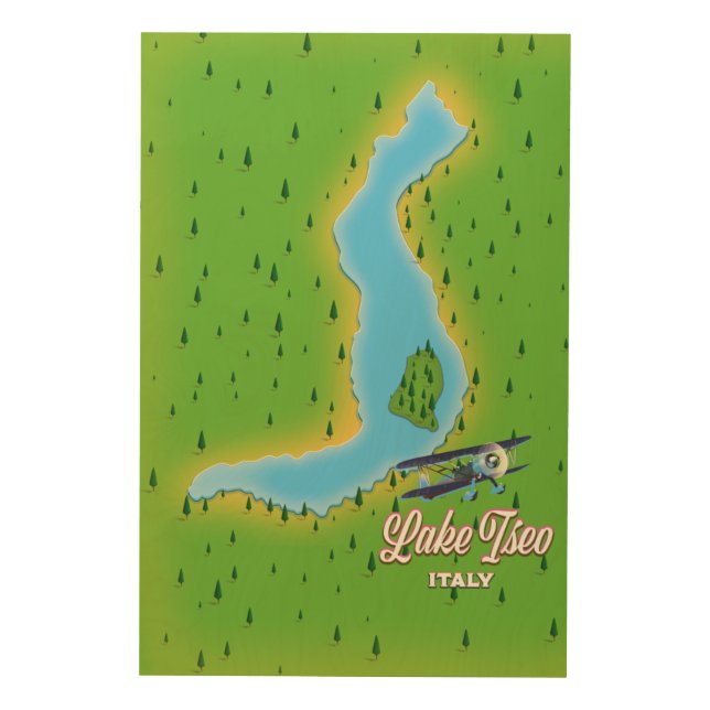 Lake Iseo Italy map Wood Wall Art (Front)