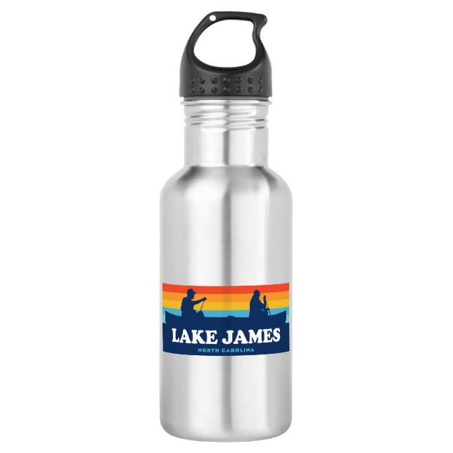 Lake James North Carolina Canoe Stainless Steel Water Bottle (Front)