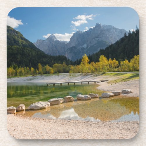 Lake Jasna in the Slovenian Alps in fall Beverage Coaster