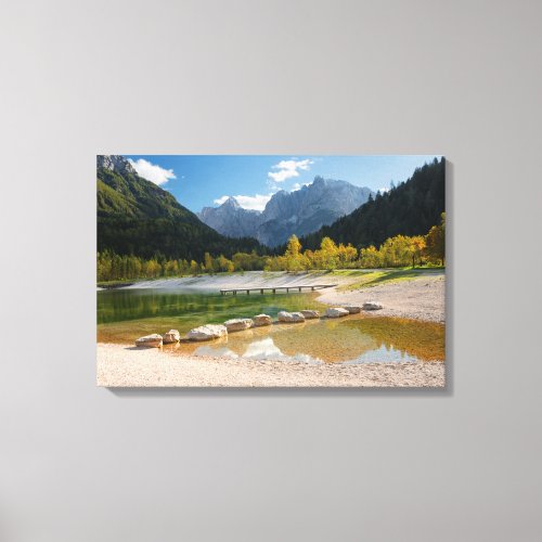 Lake Jasna in the Slovenian Alps in fall Canvas Print